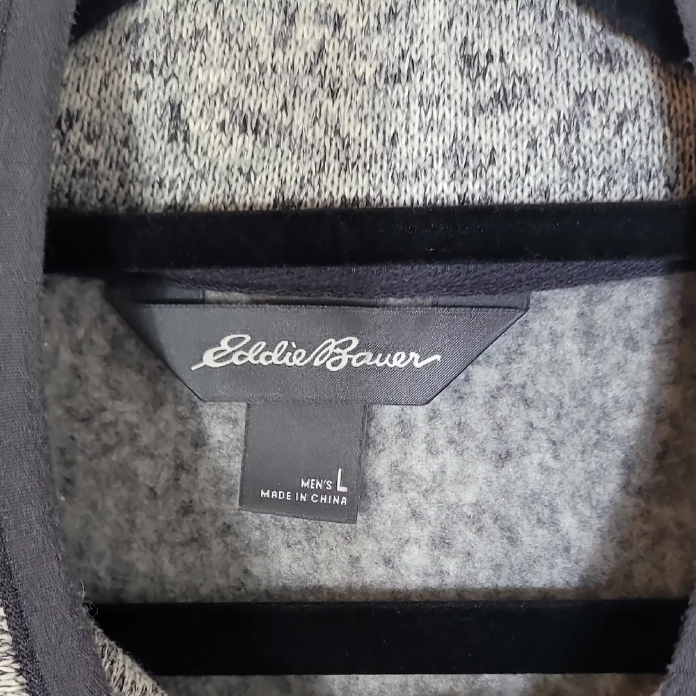 Eddie Bauer Radiator Fleece Pullover Size L Gray Marled 1/4 Snap Hiking Outdoor